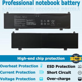 LAQUEENA C41N2013 battery label displaying part numbers and safety notes.