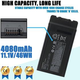 LAQUEENA CF-VZSU0PW top label highlights safety-tested Li-ion cells for long-lasting use.