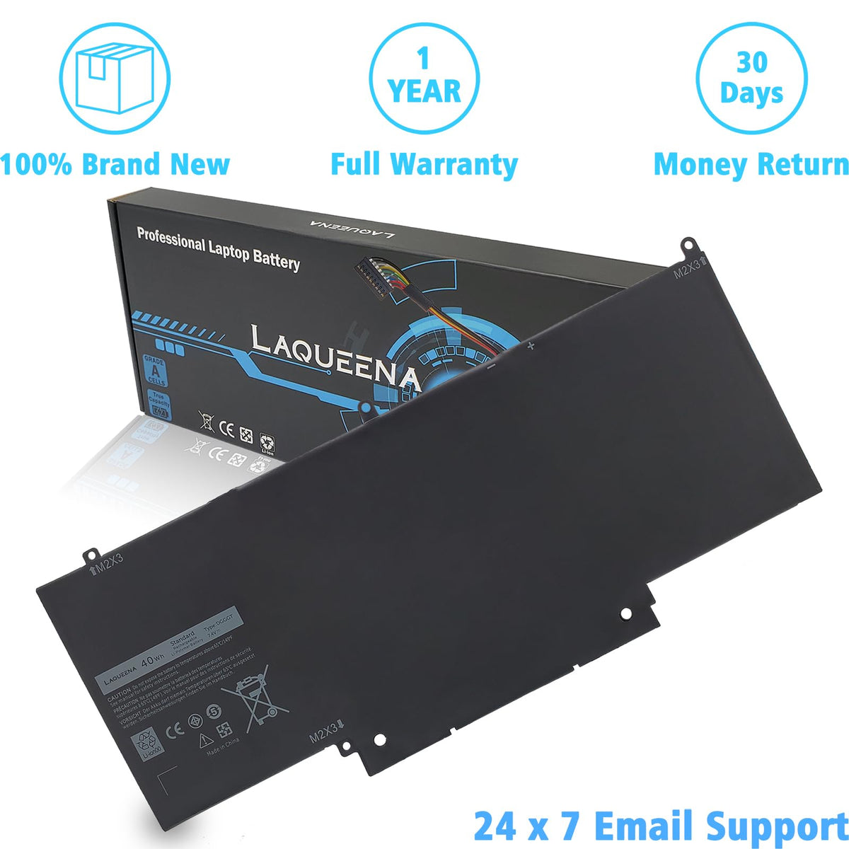 LAQUEENA battery next to ruler showing compact size and accurate fit benefit