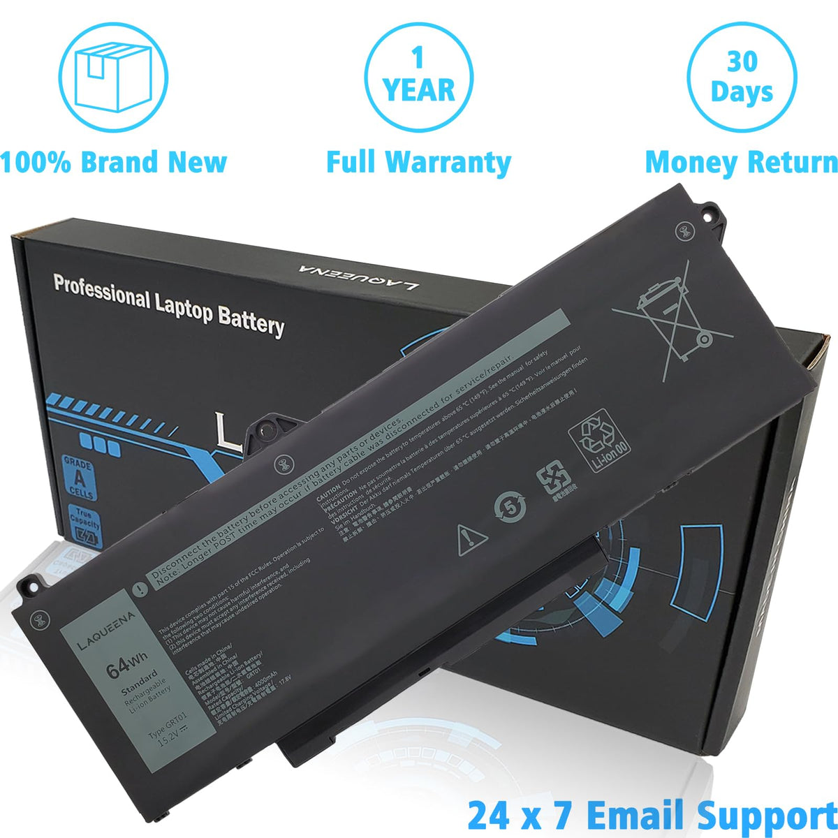 LAQUEENA next to ruler demonstrating compact GRT01 size advantage