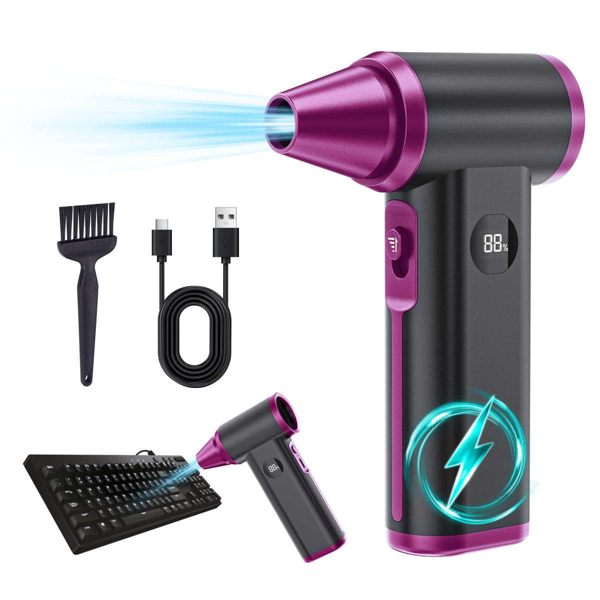 Larkeey compressed air duster front view for quick, efficient dust removal