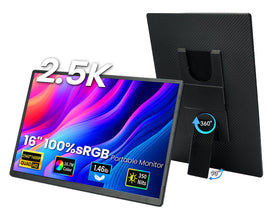 Larksmile 16-inch screen extender setup shows crisp 2.5K QHD visuals on the go.
