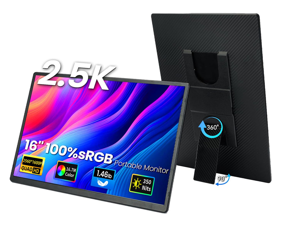 Larksmile 16-inch screen extender setup shows crisp 2.5K QHD visuals on the go.