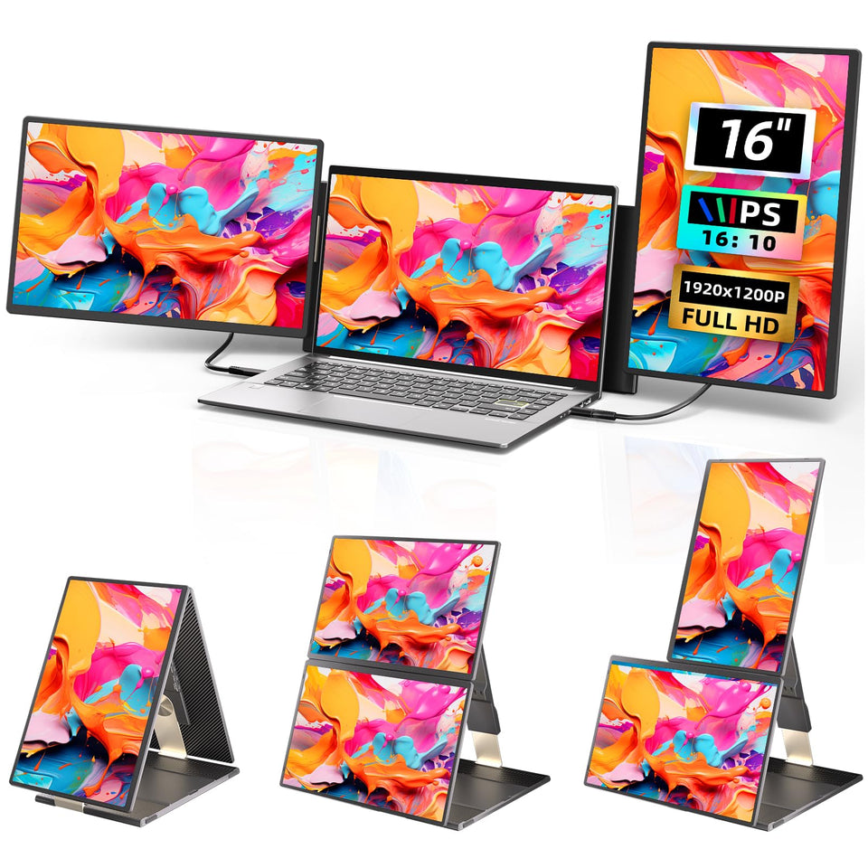Larksmile triple laptop screen extender in packaging showing portable design for on-the-go productivity