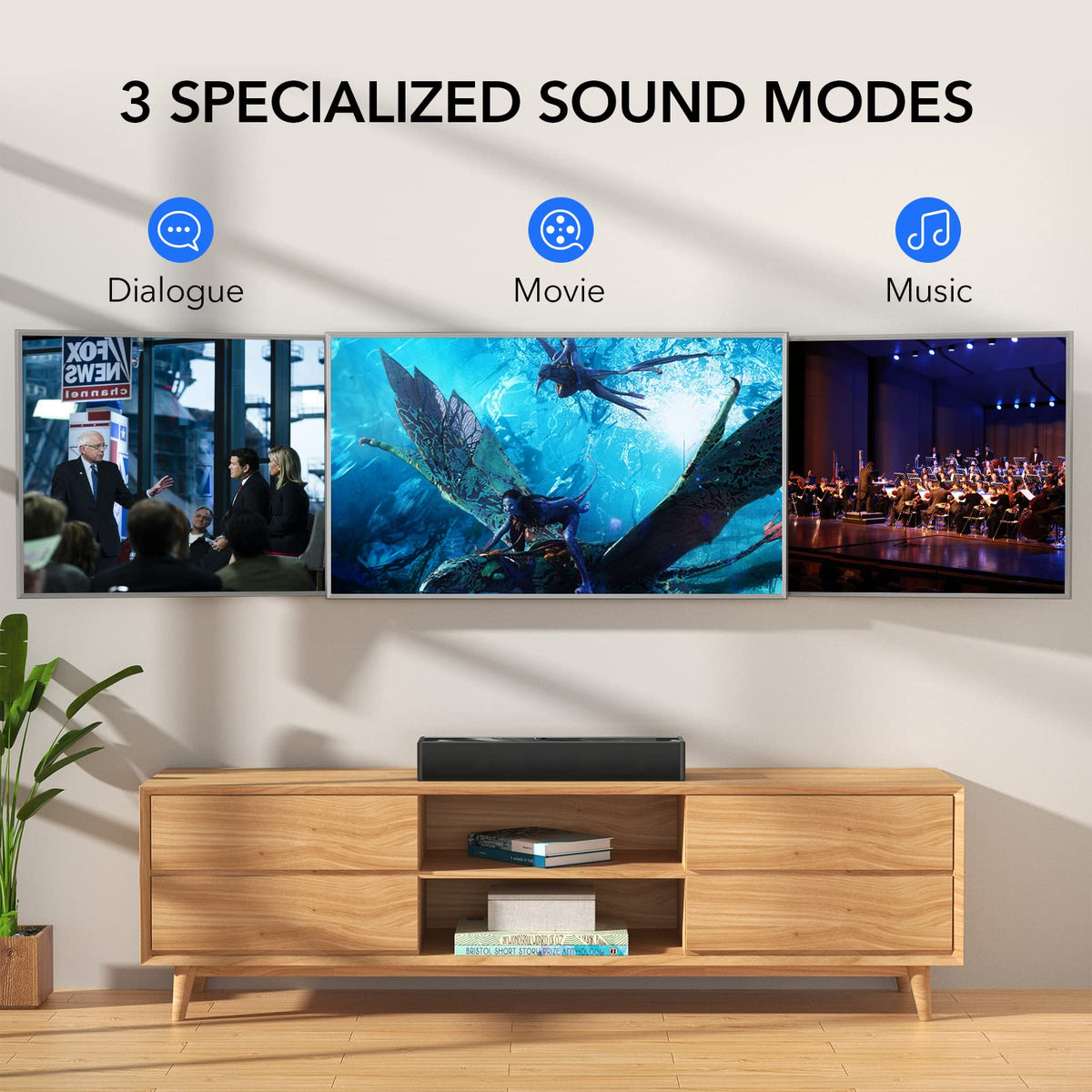 LARKSOUND close-up of control panel and remote for easy mode and volume control
