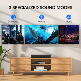 LARKSOUND close-up of control panel and remote for easy mode and volume control