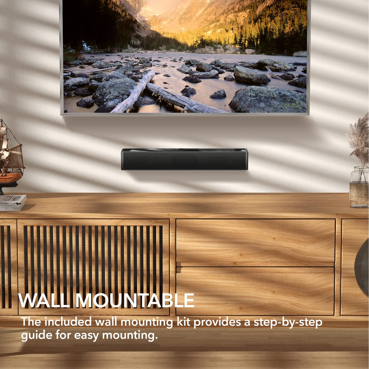LARKSOUND rear connections with HDMI ARC, optical, AUX and USB for versatile linking