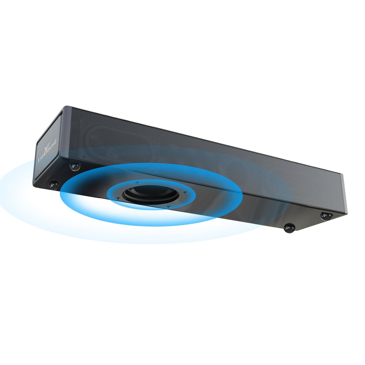 LARKSOUND front view showing compact soundbar and fuller TV sound