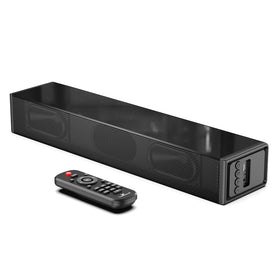 LARKSOUND front view of soundbar showing compact profile and improved room audio