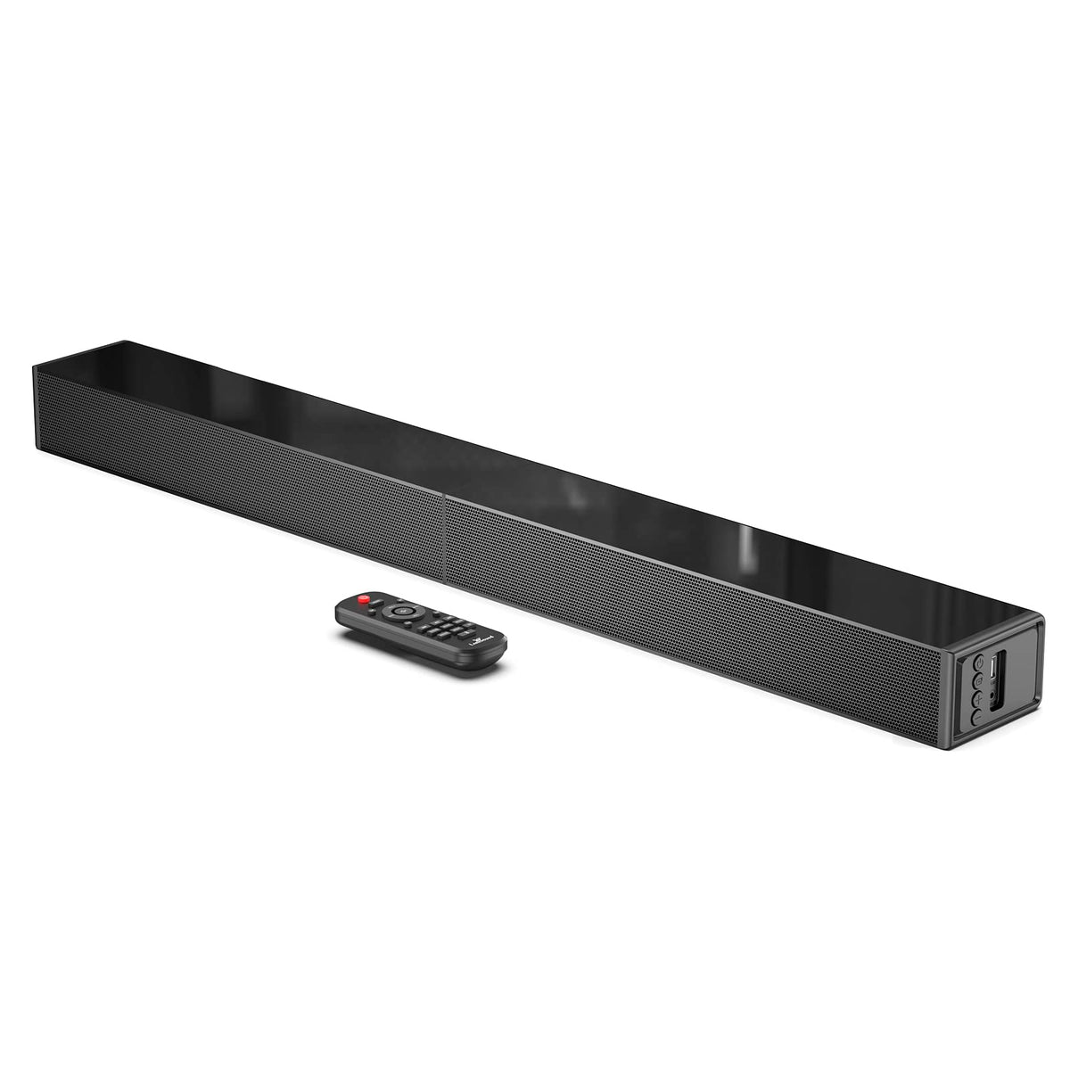 LARKSOUND front view showing slim sound bar and clear speaker benefits