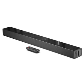 LARKSOUND front view showing slim sound bar and clear speaker benefits