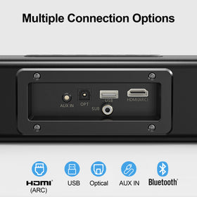 LARKSOUND mounted under TV demonstrating space-saving installation benefit