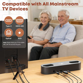 LARKSOUND HDMI ARC connection with base for universal compatibility.
