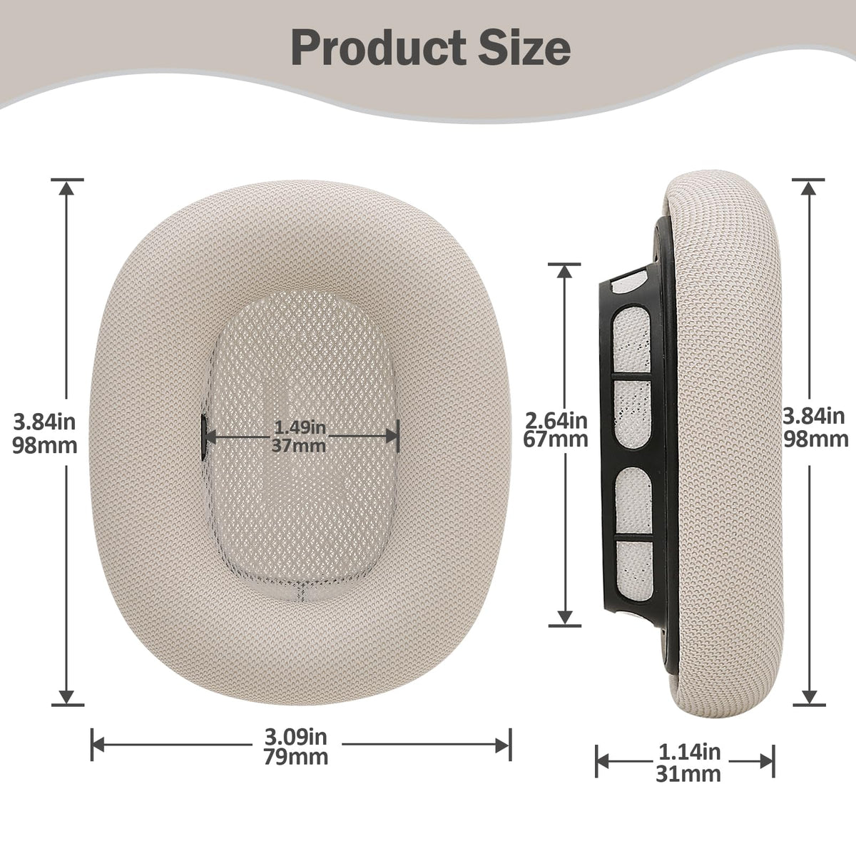 Laselan ear cushions with silicone inner reinforcement and memory foam layer.