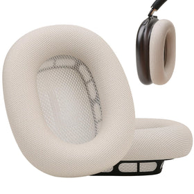 Laselan AirPods Max ear cushions in Starlight, close-up shows premium memory foam comfort.