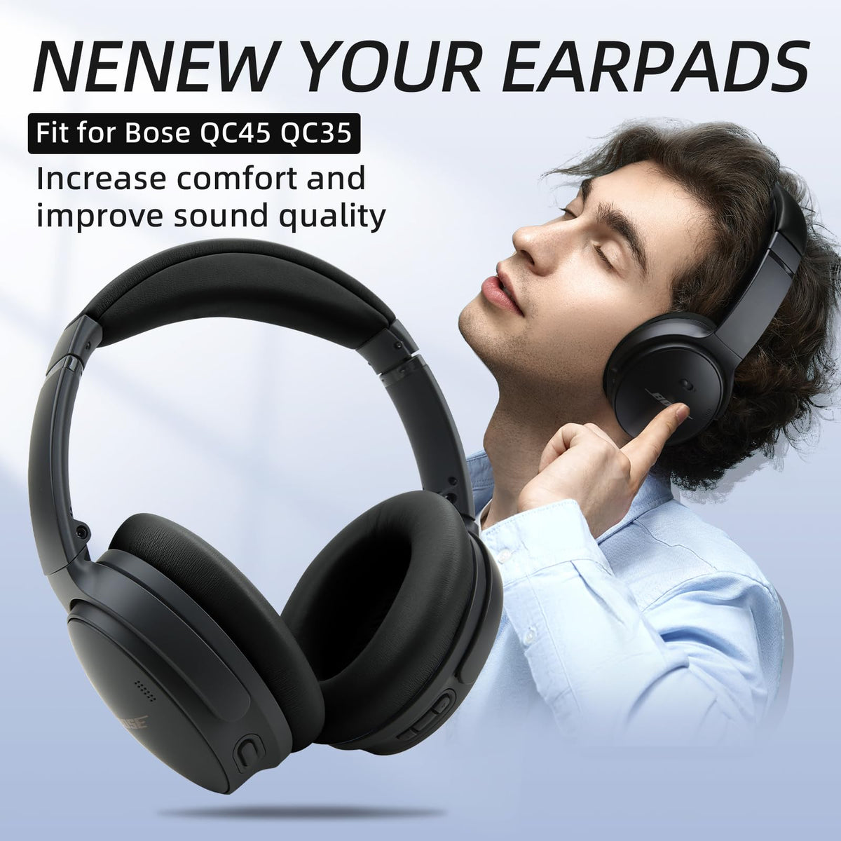 Laselan Bose QC35 earpads memory foam for superior isolation.