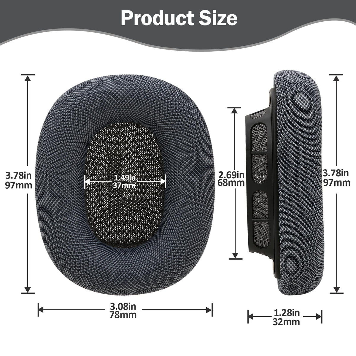 Breathable mesh fabric keeps ears cool during sessions