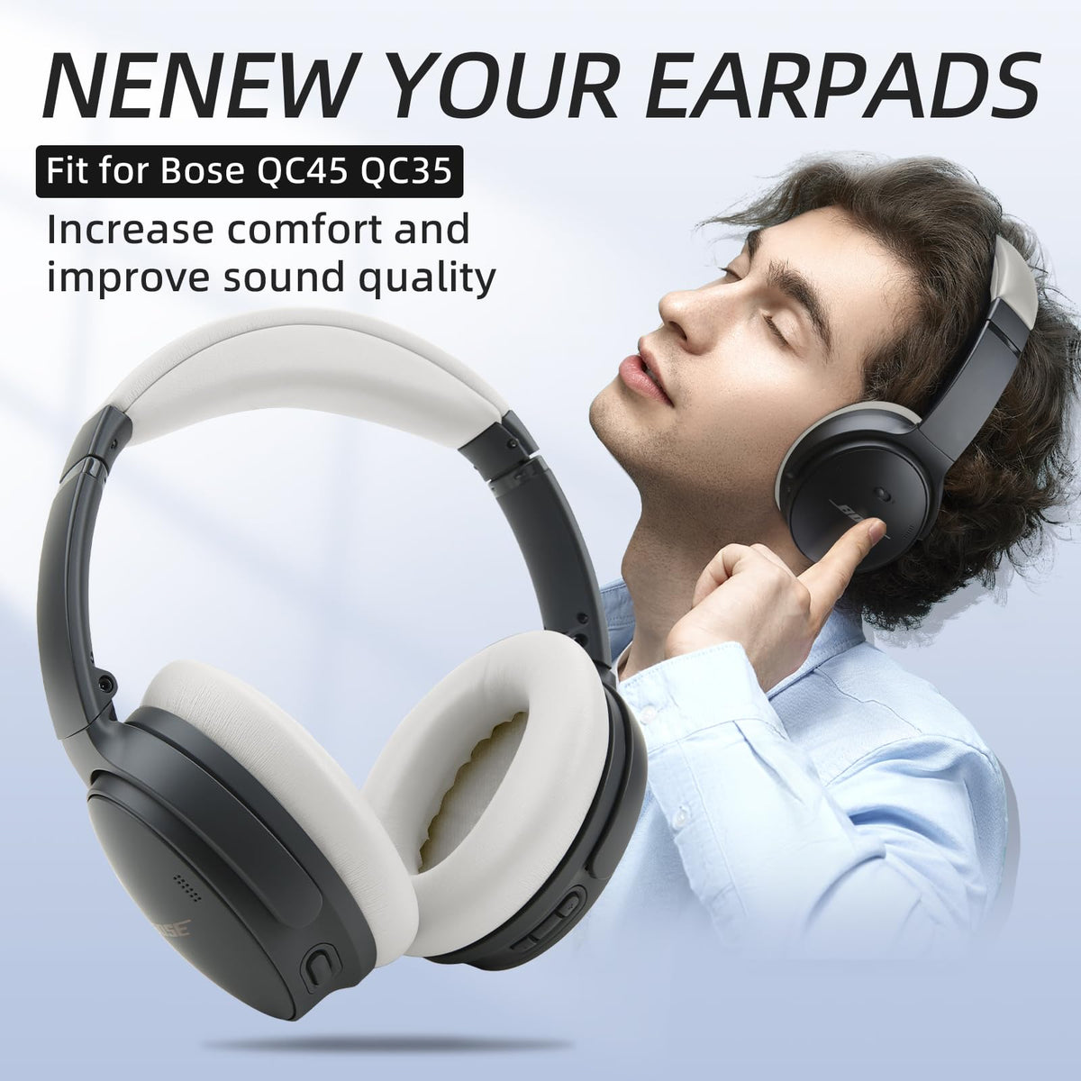 Laselan headband pad for Bose QC45 beige offering cushioned support.