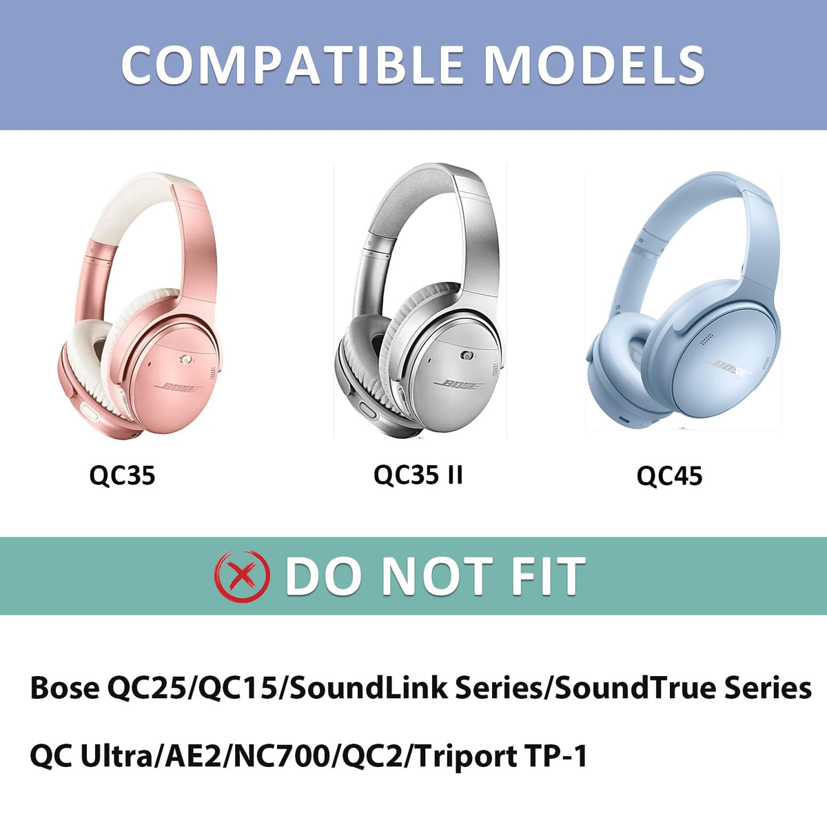 Laselan pad compatible with Bose QC45 and QC35 series.