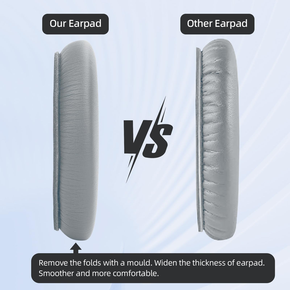 Premium memory foam improves seal and comfort for immersive listening.