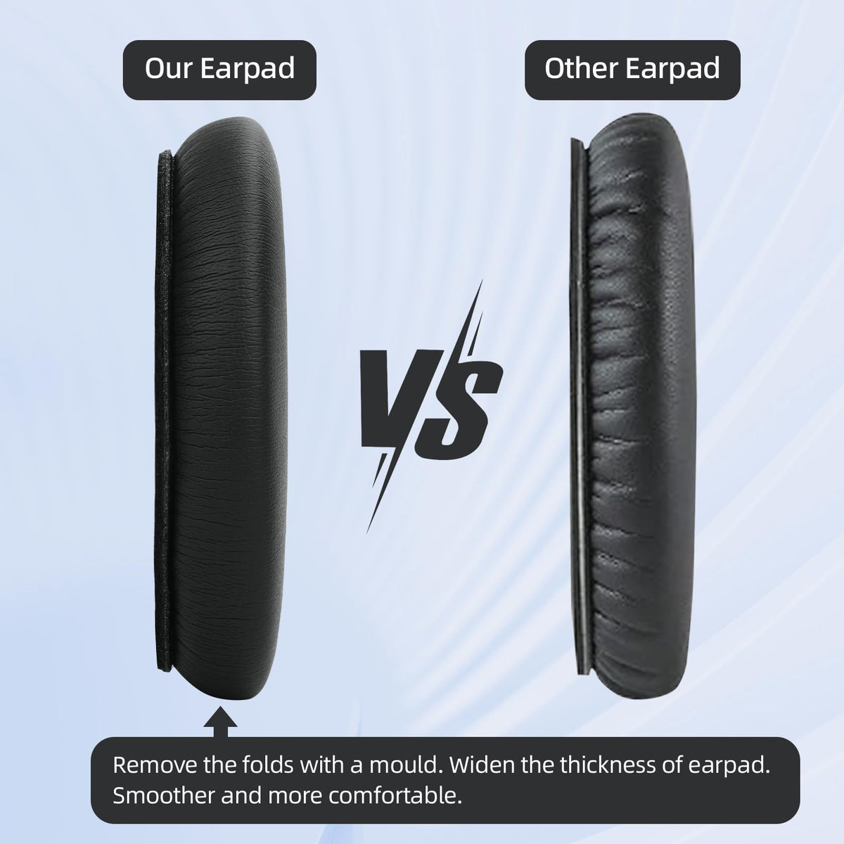 Laselan protein leather ear cushions resist wear and simplify cleaning.