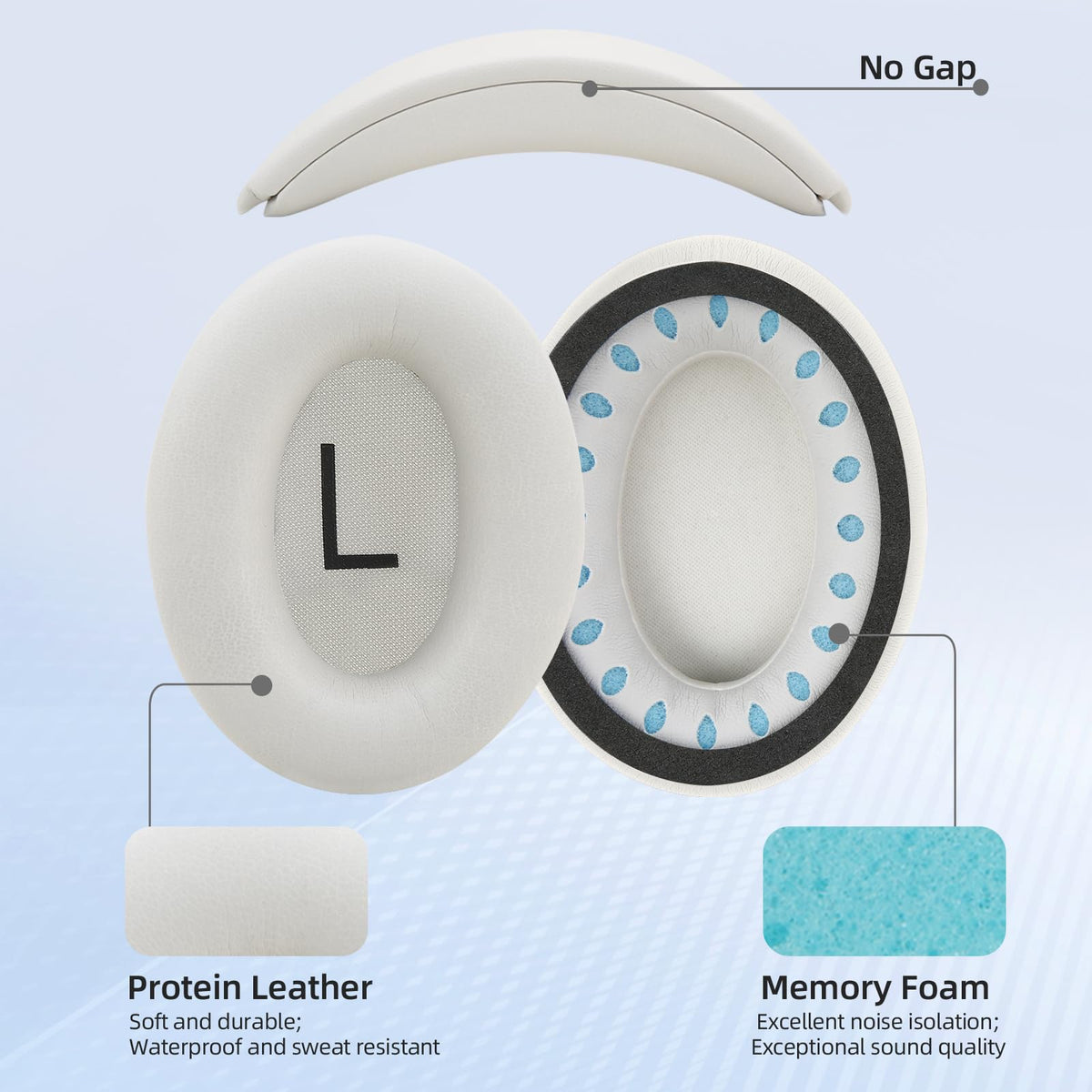Laselan replacement-earpads for Bose QC35 beige with premium materials.