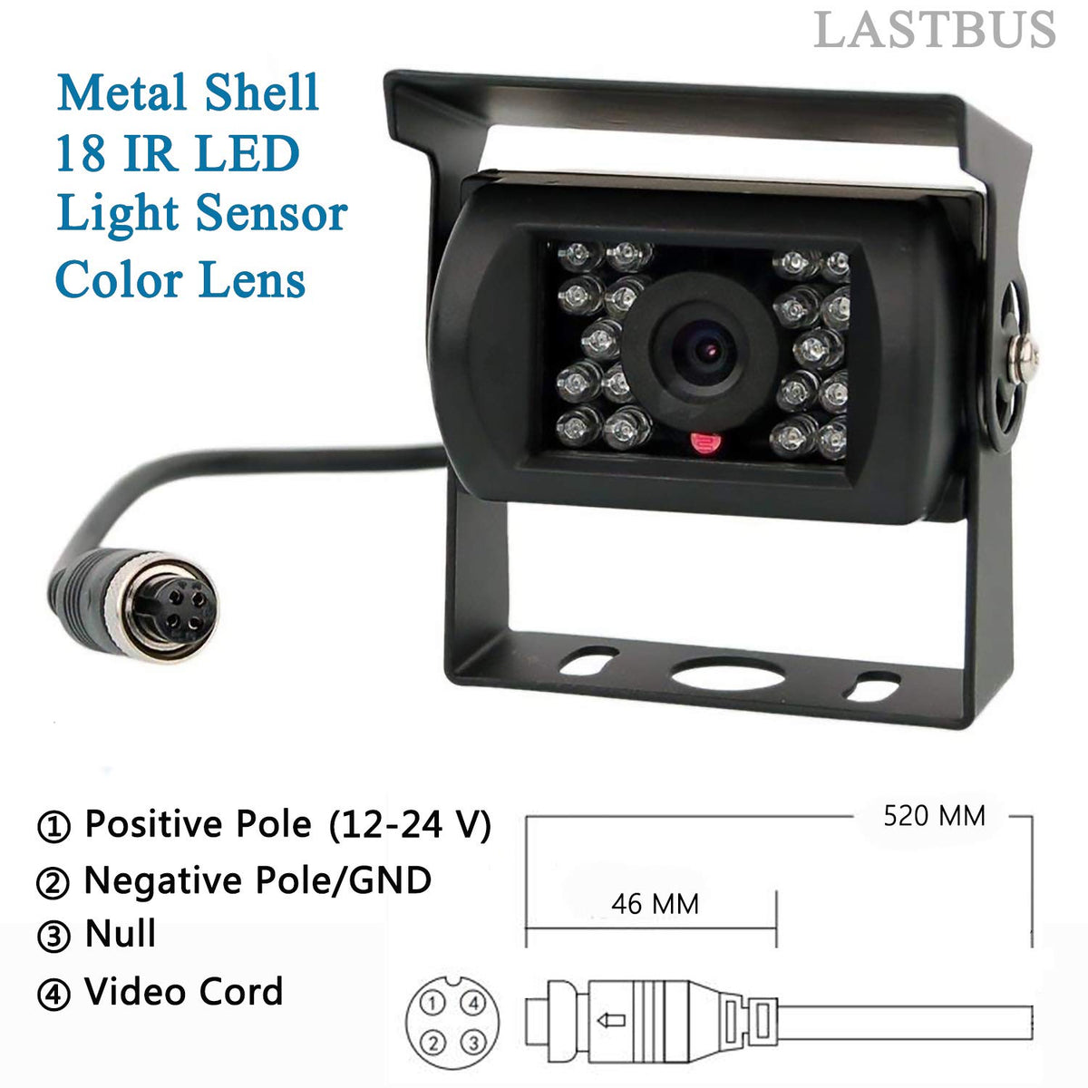 LASTBUS 130° wide-angle view helps spot blind spots behind your vehicle.