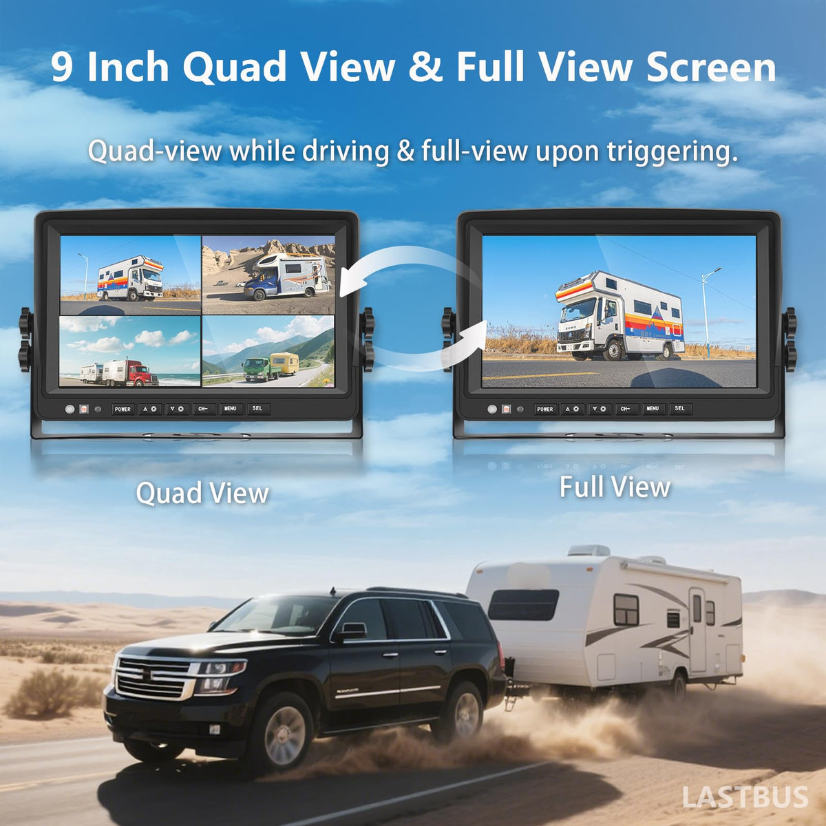 LASTBUS front camera provides clear daytime view for safer driving.