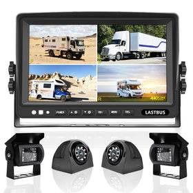 LASTBUS quad-view monitor displays four cameras for all-around awareness.