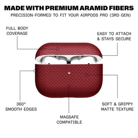 Latercase crimson close-up of aramid fiber texture highlighting durable feel benefit