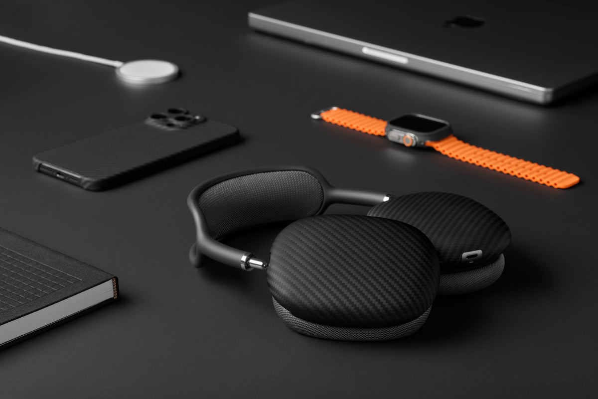 Latercase side profile on AirPods Max illustrating slim form and preserved comfort