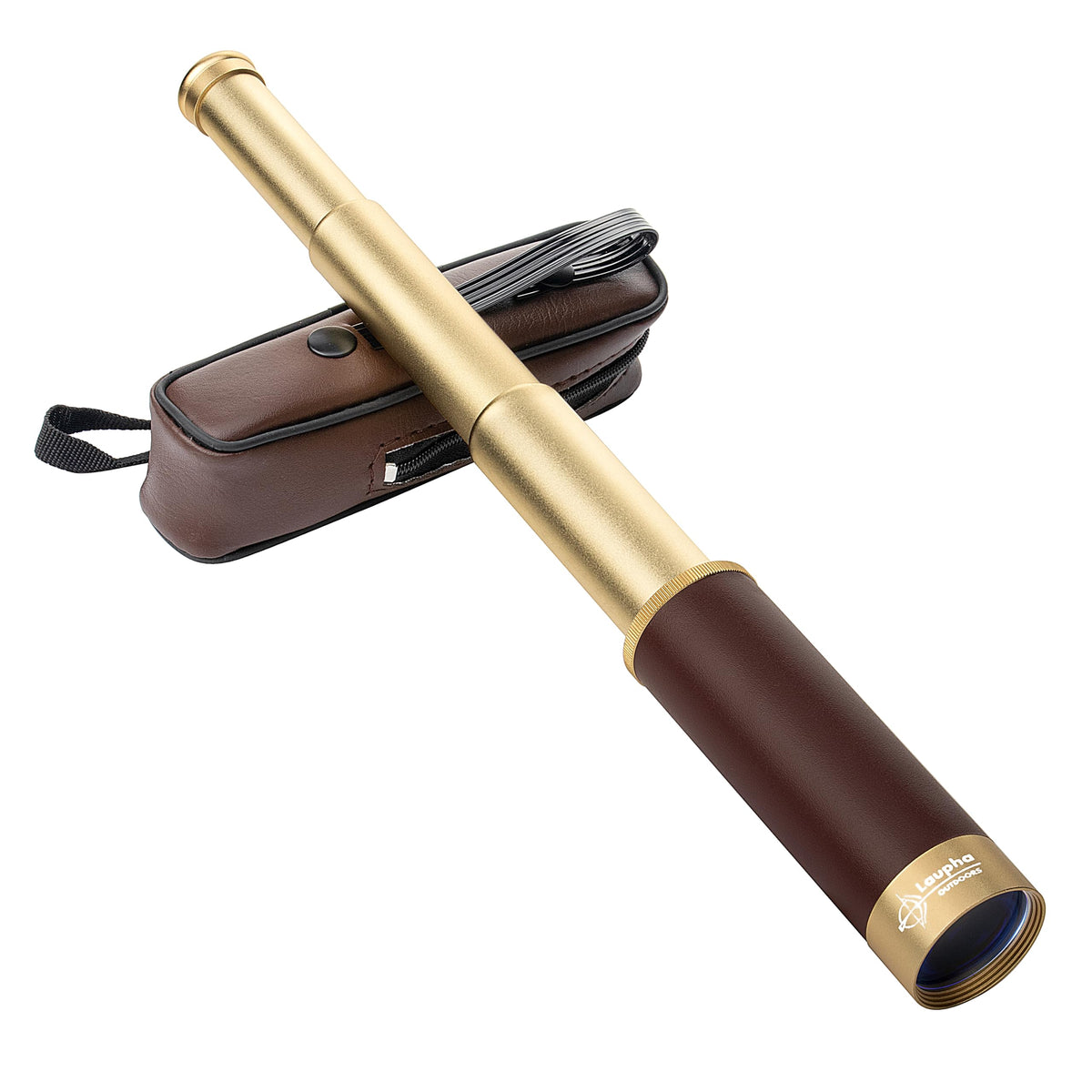 Laupha Retro Pirate Telescope close-up with leather grip for outdoor use.