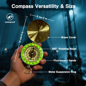 Laupha survival compass with copper face reads direction in any weather.