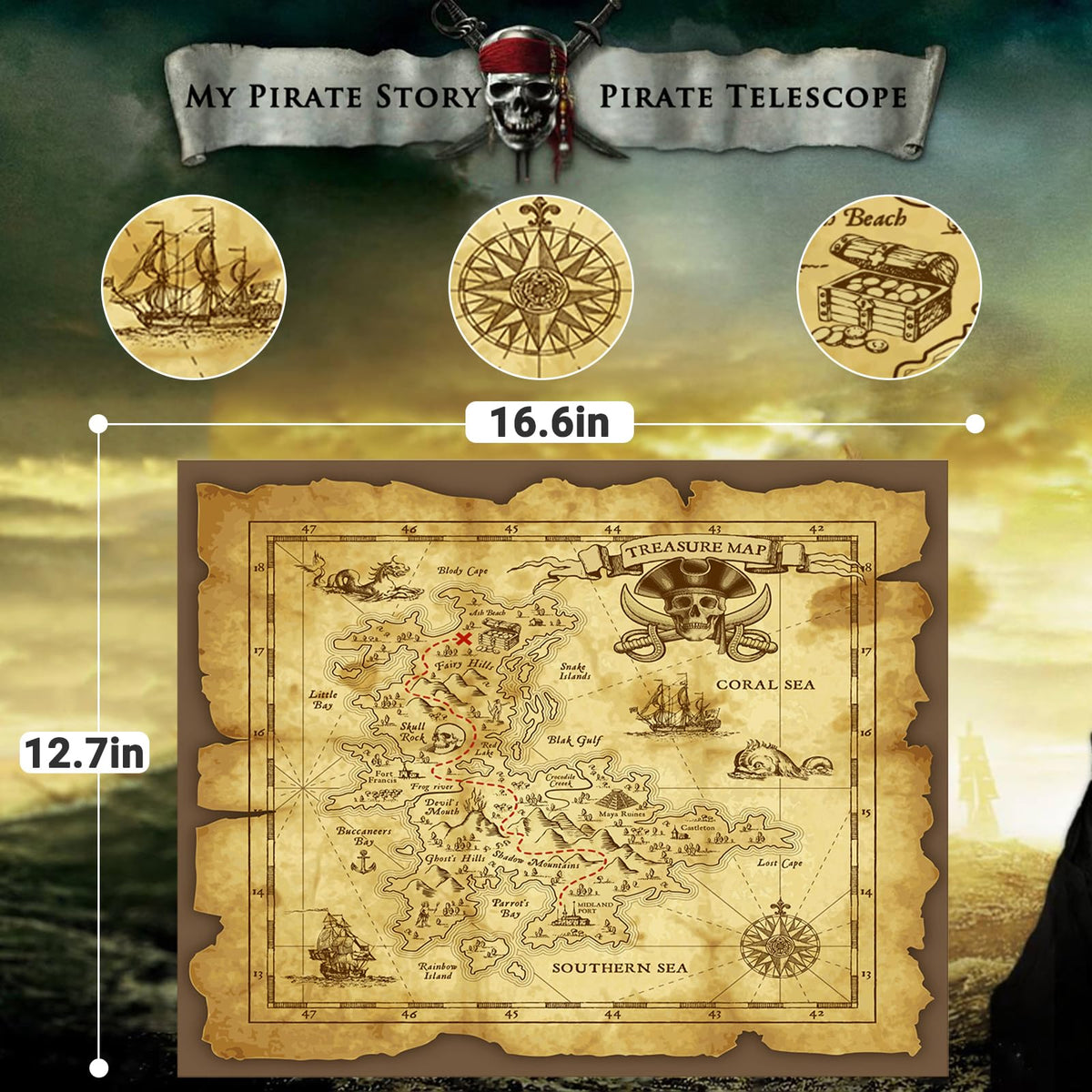 Laupha treasure map weathered art sparks treasure-hunt imagination