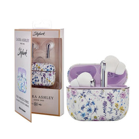 Laura Ashley Skylark earbuds with designer print offer stylish comfort and crystal-clear sound.