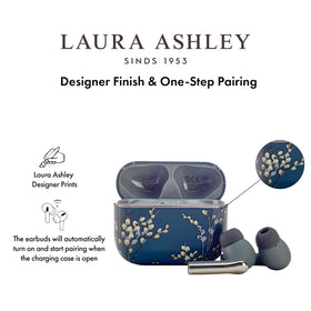 Laura Ashley Skylark worn in ear demonstrating secure fit and comfortable use