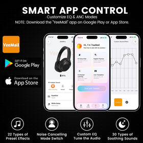 Lavales app EQ screen on smartphone showing 22 presets, enables personalized sound tuning