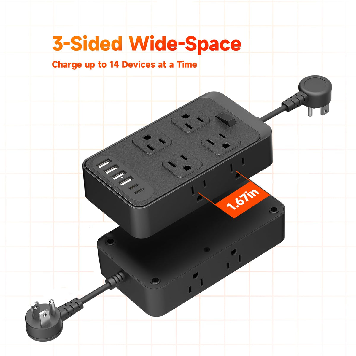 Lazdeck dorm-office-friendly power strip keeps cables neatly organized.