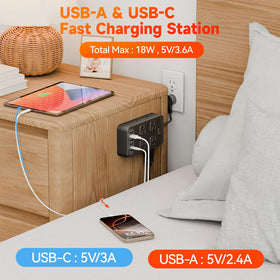 Lazdeck flat plug wall-mount design saves space on desk or wall.