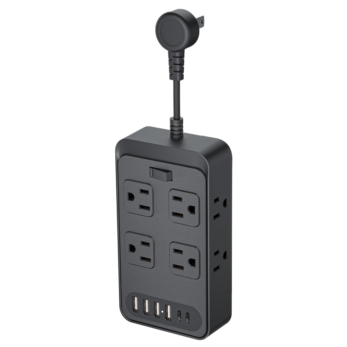Lazdeck short extension cord with 8 AC ports for simultaneous charging.