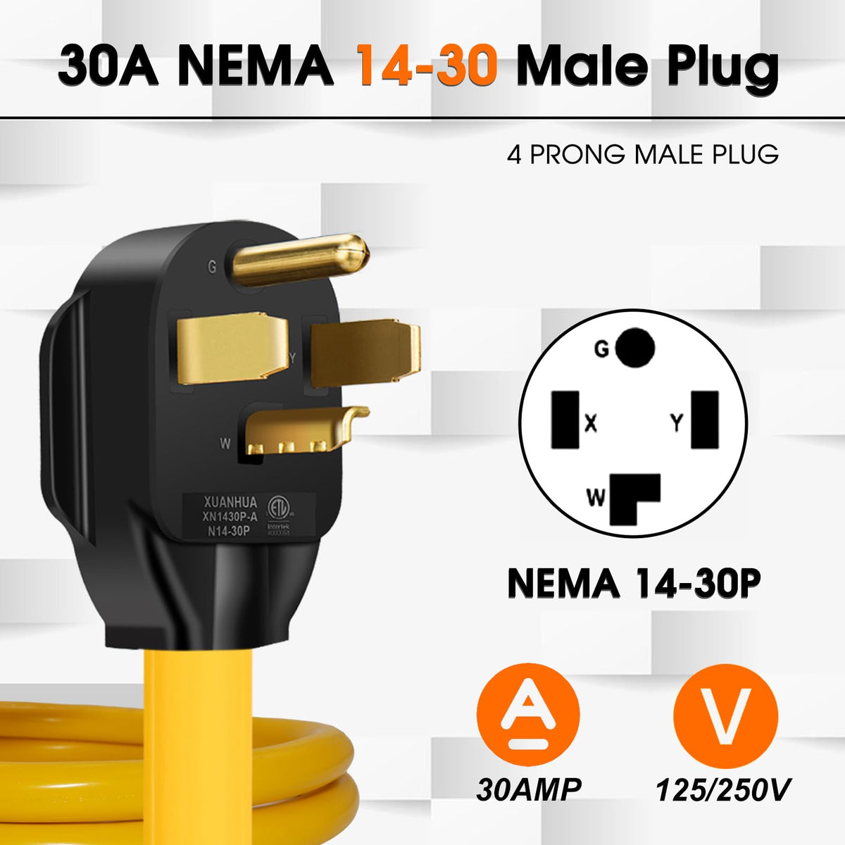 LAZMUMI four-outlet dryer adapter side view, enabling flexible power sharing