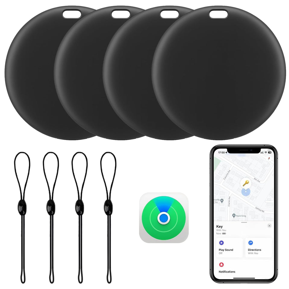 LBPRT Air Tracker Tag 4-pack showing Find My alert and loud siren for easy item recovery