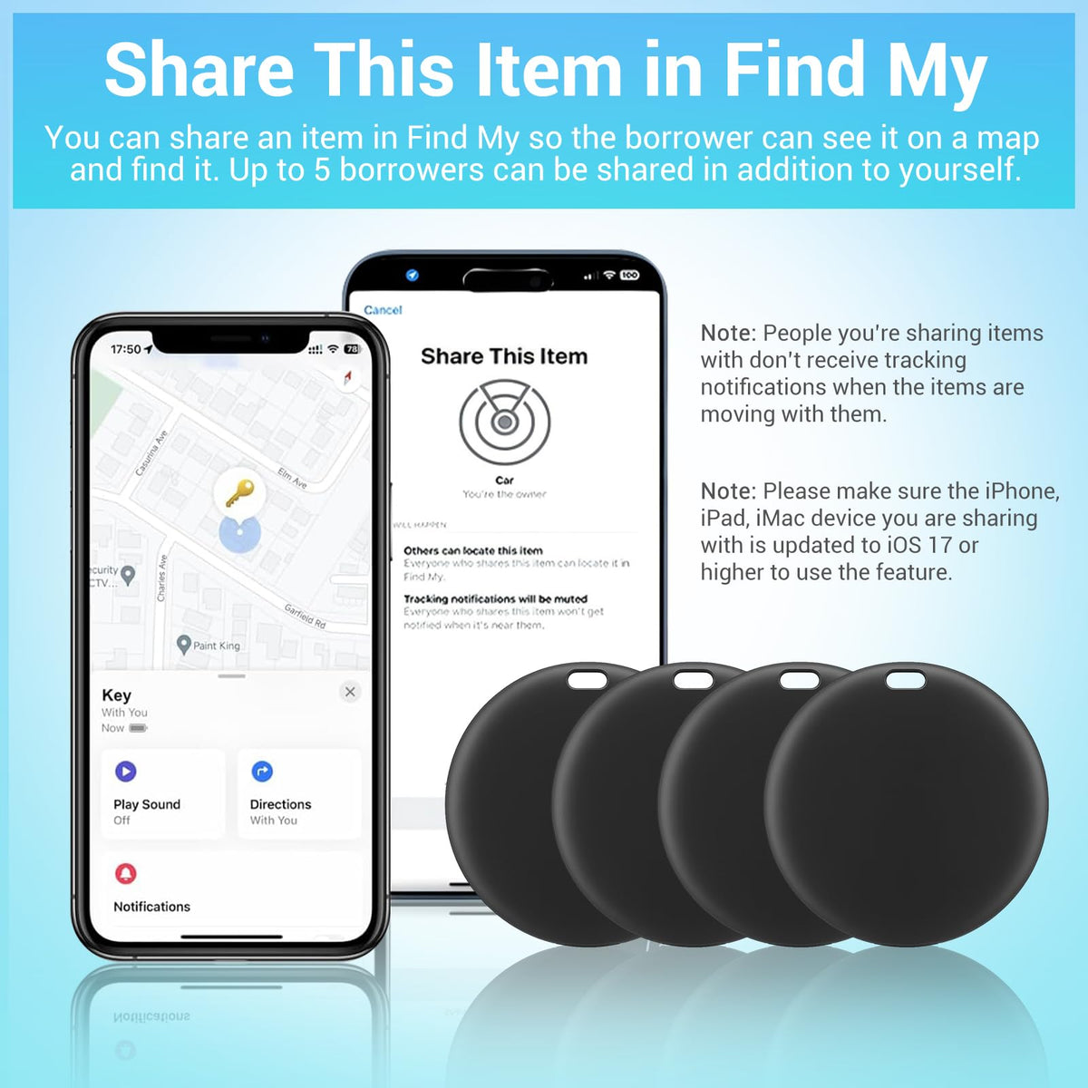 Compact LBPRT air tracker tag attaches to wallets and bags