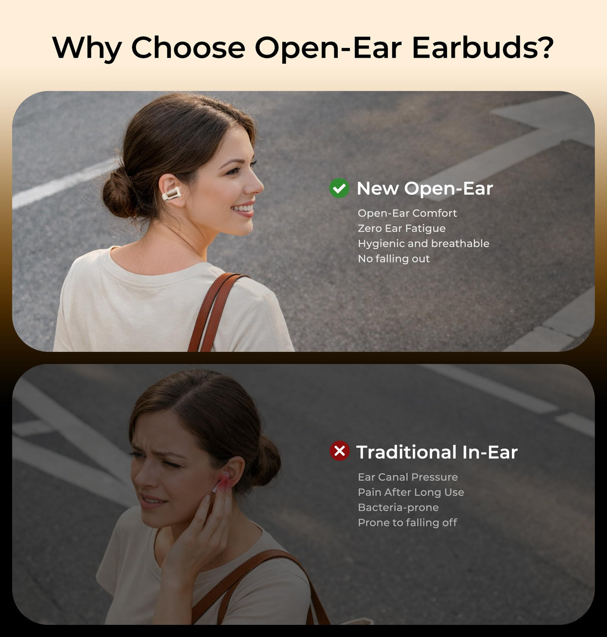 LC-dolida cream finish earbuds designed for comfortable daily use.
