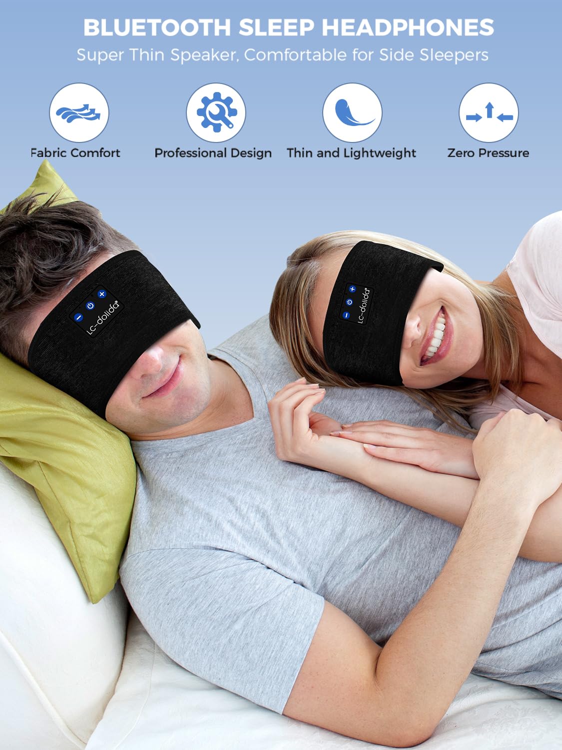 LC-dolida Sleep Headband built-in speakers deliver immersive, tangle-free audio.