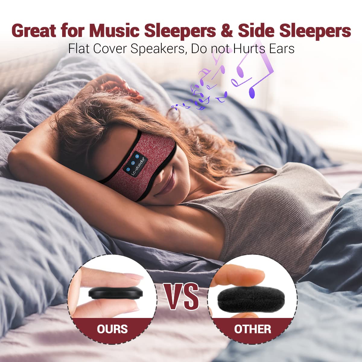LC-dolida Sleep Headband with ultra-thin speakers delivers discreet stereo sound during sleep