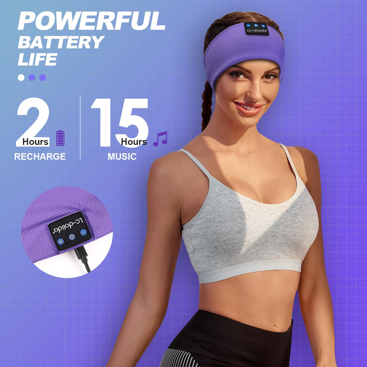 LC-dolida Sleep Headphones sweat-wicking fabric keeps you cool.