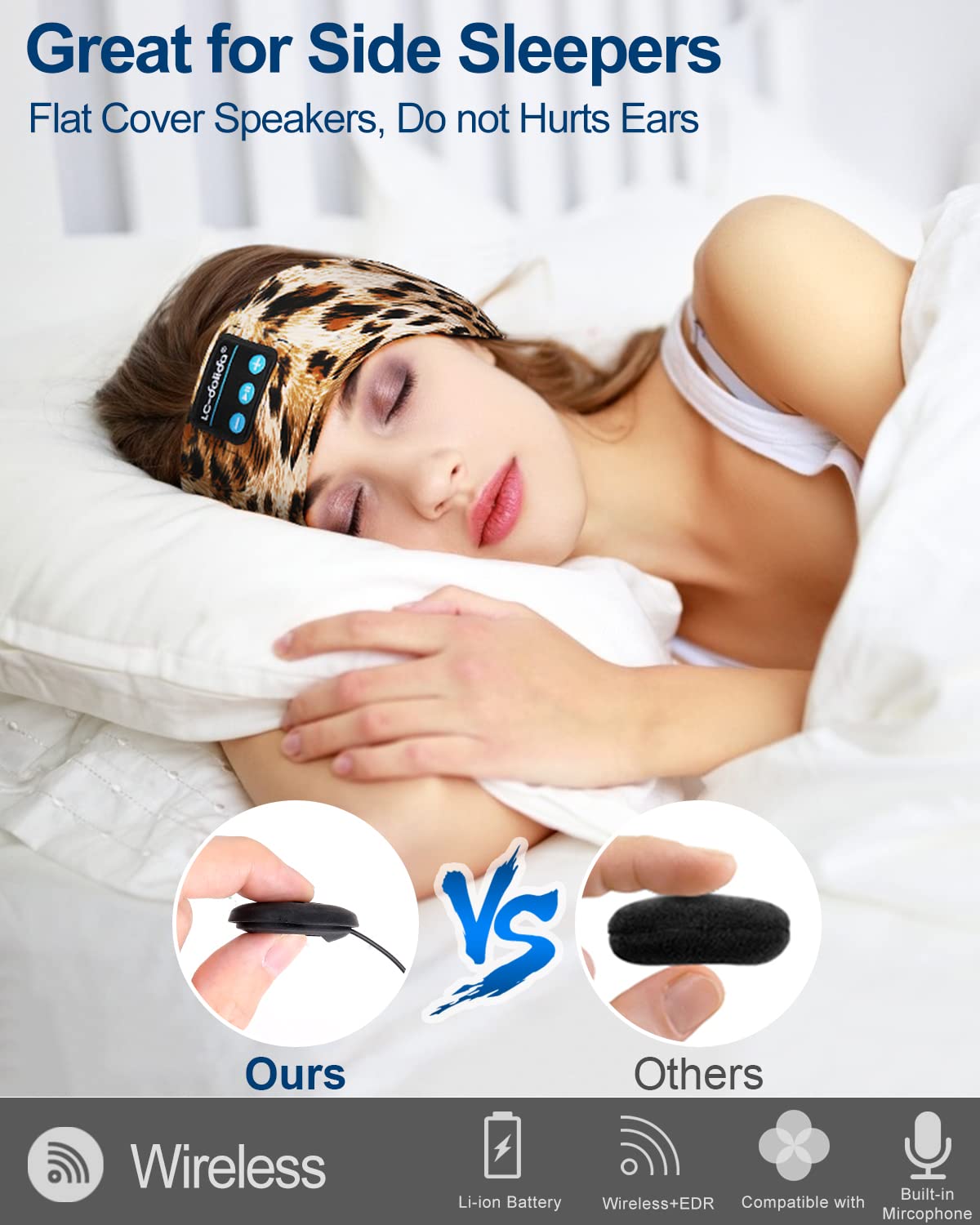 LC-dolida sleep headphones with breathable fabric for cool wear