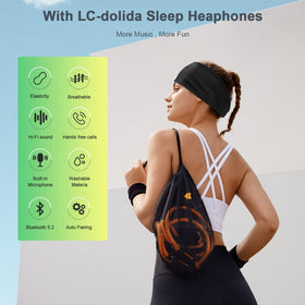 LC-dolida Sleep Headphones Headband on the move with steady Bluetooth audio.