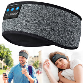 LC-dolida ash-grey sleep headband front view showing comfy fabric for all-night wear